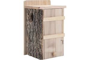 Wonderjune 1 Pcs Squirrel Nesting Box Squirrel House for Outside Nesting Hanging Handcrafted Thick Wood Winter Chipmunk Outdoor Shelter Garden Yard Support Local Wildlife Easy to Install (Vertical)