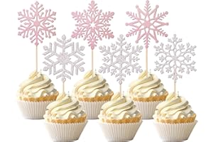 ZHUOWEISM 36 PCS Snowflake Cupcake Toppers Glitter Winter Frozen Theme Cupcake Picks Little Snowflake Cake Decorations for Winter Wonderland Baby Shower Kids Birthday Christmas Party Supplies Silver Pink