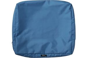 Classic Accessories Ravenna Water-Resistant 23 x 20 x 4 Inch Outdoor Back Cushion Slip Cover, Patio Furniture Cushion Cover, Empire Blue, Patio Furniture Cushion Covers