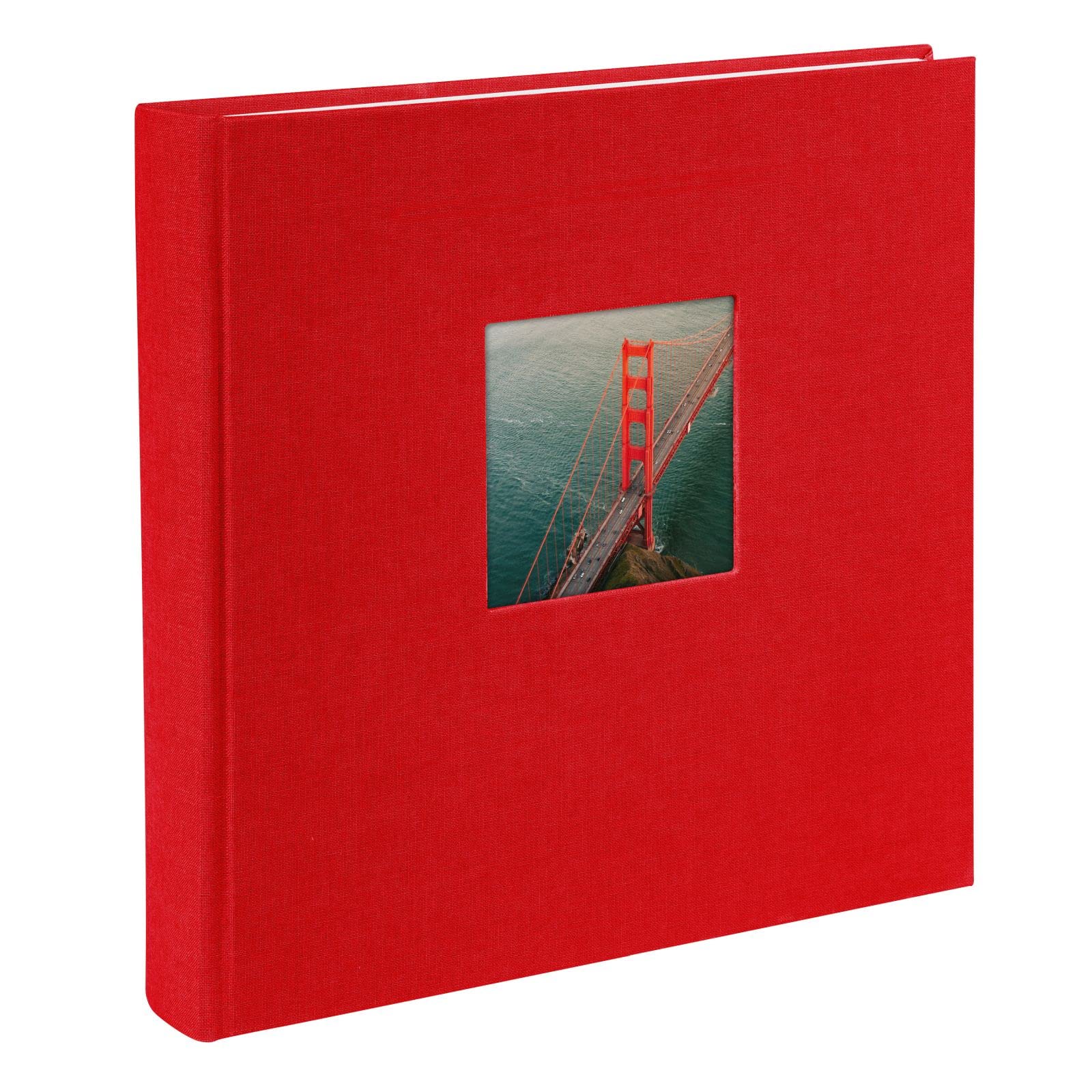 Goldbuch photo album with cut-out, Bella Vista, 25 x 25 cm, 60 white pages with glassine dividers, linen, red, 24890