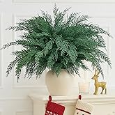 NUTIKAS Christmas Cypress Stems for Vases Cedar - Real Touch Realistic Artificial Faux Greenery Pine Branches Fillers and Holiday Home Decor 18 inch Long 10 Pcs