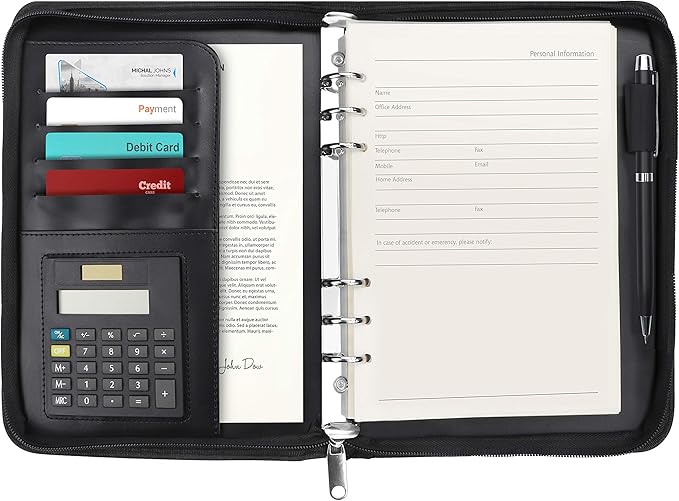 Kurtzy A5 Personal Organiser Diary Zip Closure Refillable Notebooks
