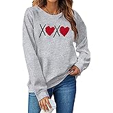 Valentines Heart Sweatshirts For Women Love Sweatshirt Cute Heart Graphic Sweater Casual Patch Pullover Tops