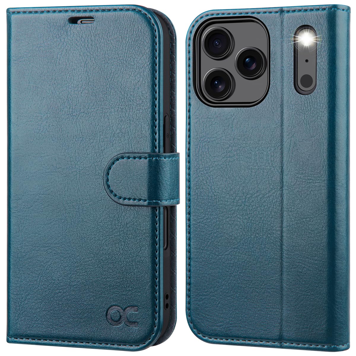 Photo 1 of OCASE Compatible with iPhone 17 Pro Wallet Case, PU Leather Flip Folio Case with Card Holders RFID Blocking Kickstand [Shockproof TPU Inner Shell] Phone Cover 6.3 Inch 2025, Peacock Blue
