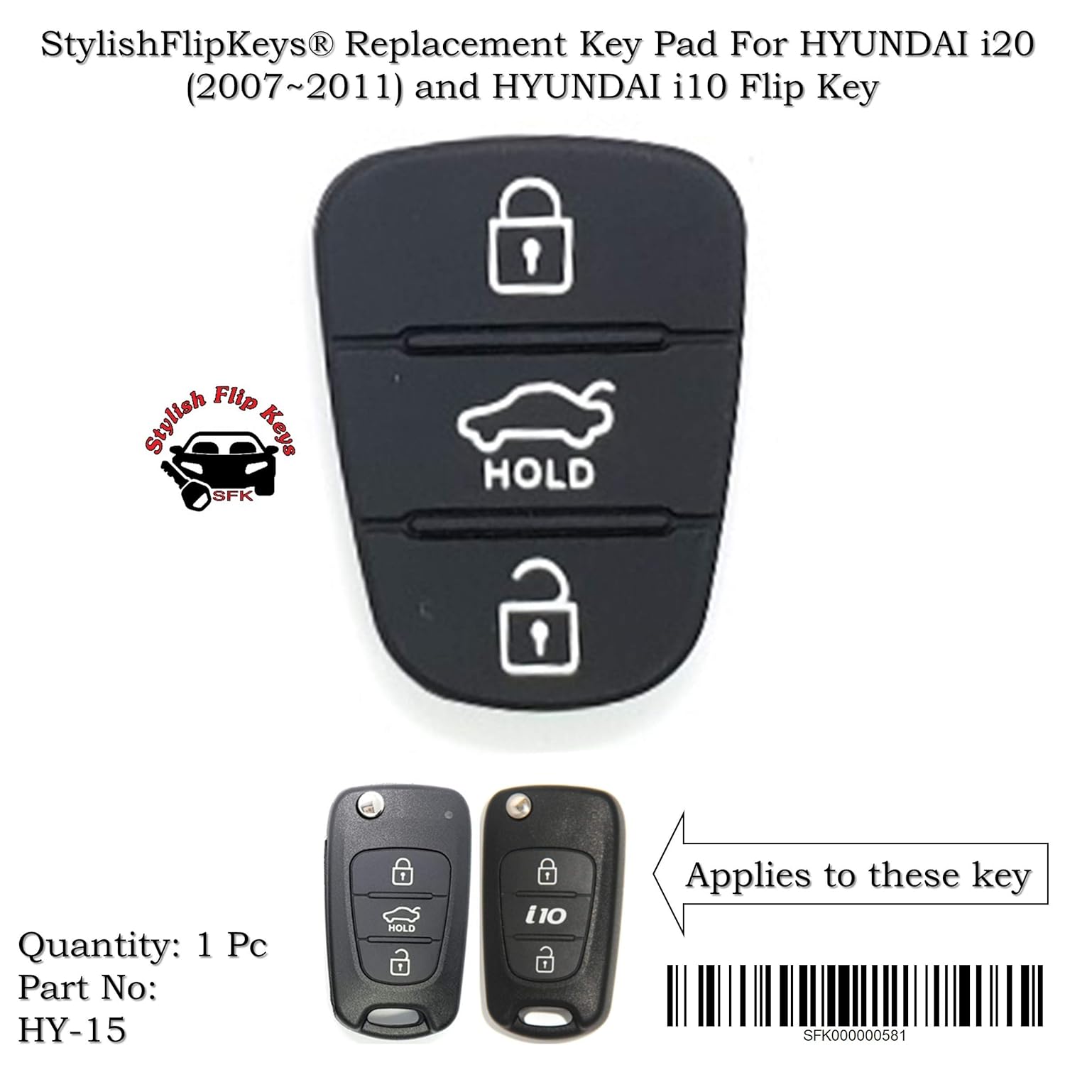 Stylish Flip Keys™ Replacement Key Pad for Hyundai i20 (20072011) and Hyundai i10 Flip Key