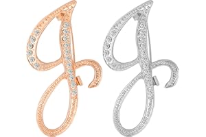 CINFAC 2PCS letter brooch pins for women fashion 26 letters A~Z Gold silver rhinestone men Women's alphabet initial brooches pin for clothing Christmas stockings bulk