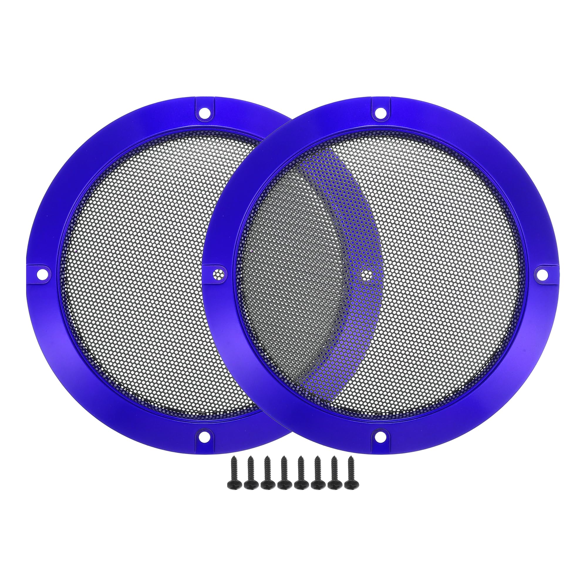 X AUTOHAUX 5" Car Speaker Grills Cover Mesh Round with Screws Blue - 2 Pcs