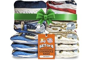 Cornhole365 - Stick & Slide - Professional Corn Hole Bag - Heavy-Duty Double-Stitched Polyester Fabric & Resin Filling for All-Weather - Versatile Regulation Size Cornhole Bean Bags - Set of 8