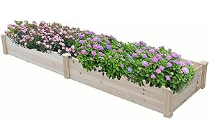 BTExpert 8ft x 2ft Horticulture Raised Garden Beds Elevated Planting Divisible Large Wooden Planter Box Kit Stand for Vegetable Herbs Flower Backyard Patio Balcony Bed Liner Outdoor Clear Natural Wood