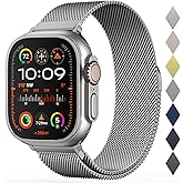 Stainless Steel Milanese Loop Compatible with Apple Watch Band 38mm 40mm 41mm 42mm（series 10) men and women, Mesh Loop Magnetic Clasp Replacement for iWatch Bands Ultra Series 10 9 8 7 SE 6 5 4 3 2 1，Titanium