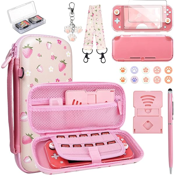 Amazon.com: FIWWAT Switch Lite Case Pink and Switch Carrying Case Pink