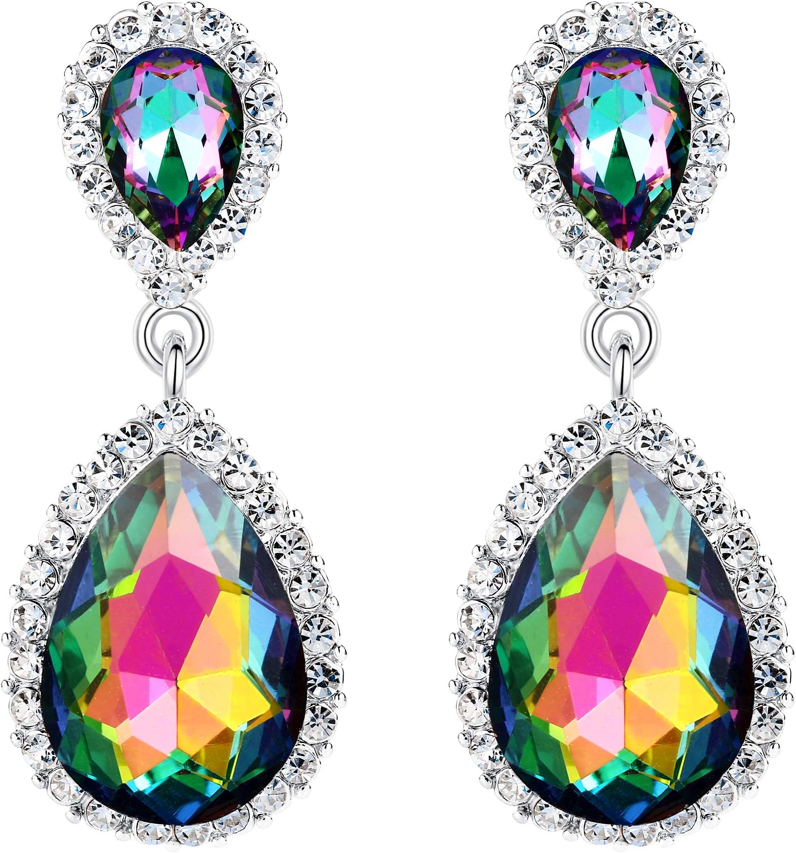 Women's Austrian Crystal Wedding Tear Drop Dangle Earrings
