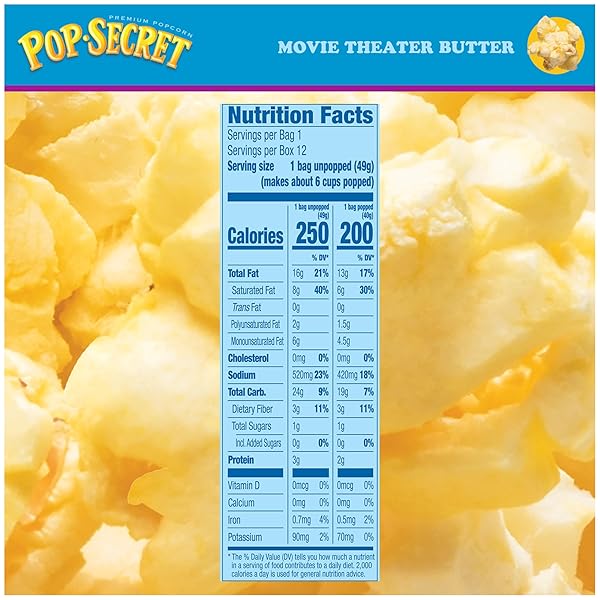 POP SECRET MICROWAVE POPCORN, MOVIE THEATER BUTTER FLAVOR, 1.75 OZ SNACK BAGS, (PACK OF 12)