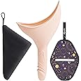 Rquite Female Urinal Pee Cloth Set, Portable Female Urination Device, Reusable Pee Funnel & Rag with Discreet Carry Bag, Silicone She Pee Cup for Womens Stand to Pee Camping Gear Hiking Accessories