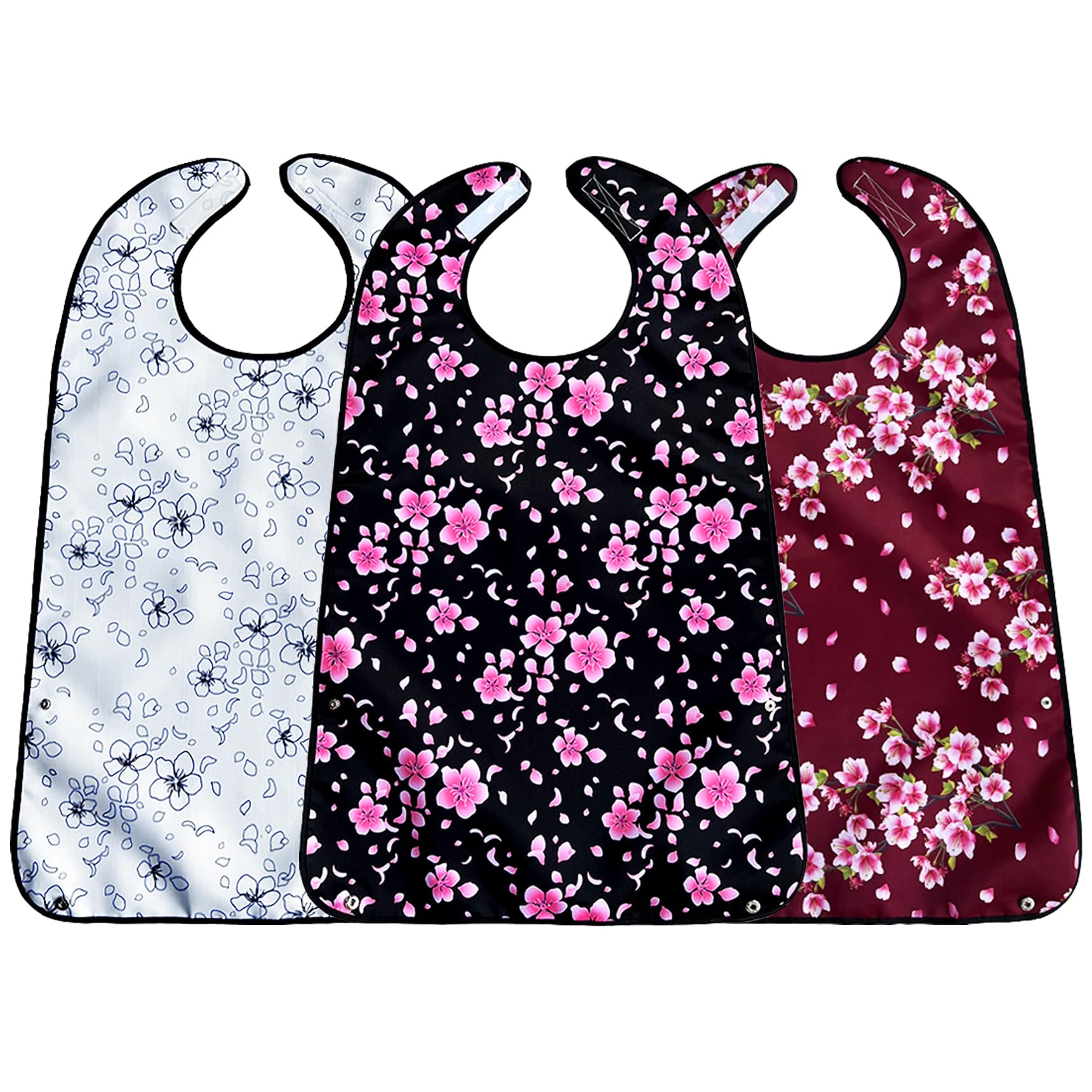 Tiwerlfe 3 pack adult bibs for women, bibs for adults with Optional Crumb Catcher, machine washable waterproof clothing Protector, woman gifts for adult