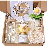 FAJAO Birthday Gifts For Women, Teen Girl, Her, Happy Birthday Gift Box For Girl, Daughter, Women, Sister,Friends, Cute Daisy Aesthetic Glass Cups Gift Set 8pcs