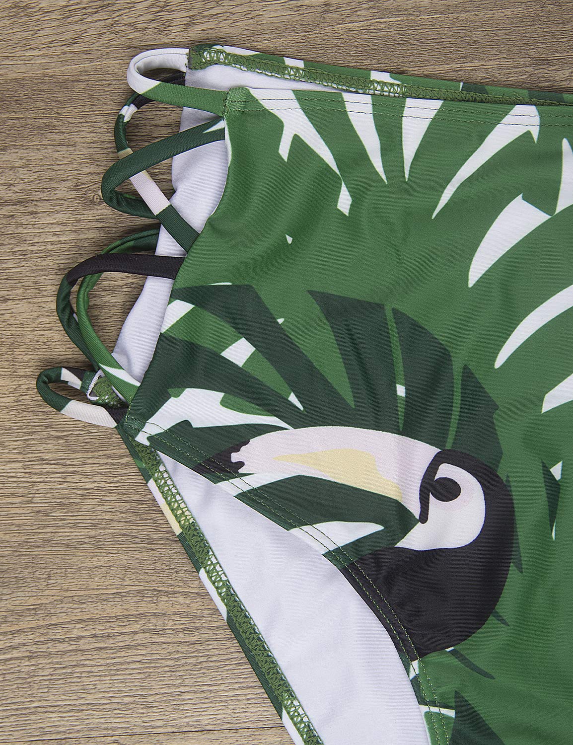 Blooming Jelly Womens Ruffle Bandeau Two Piece Swimwear Swimsiut High Waisted Bikini Sets for Women Green,M