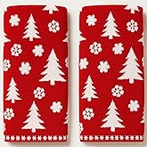Peryiter 2 Pcs Christmas Hand Towels Red Christmas Tree Towels for Bathroom 100% Cotton Highly Absorbent Soft Decorative Kitchen Washcloths for Holiday Xmas Gift Bath Home Decor, 29 x 13 Inch
