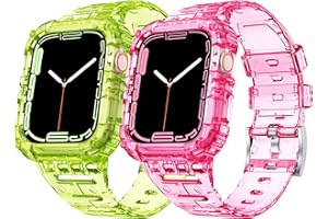 ABELTA Compatible with Clear Apple Watch Band 38mm 40mm 41mm 42mm 44mm 45mm with Protective Case,Shockproof Strap for iwatch Bands Series 8 7 6 5 4 3 2 1