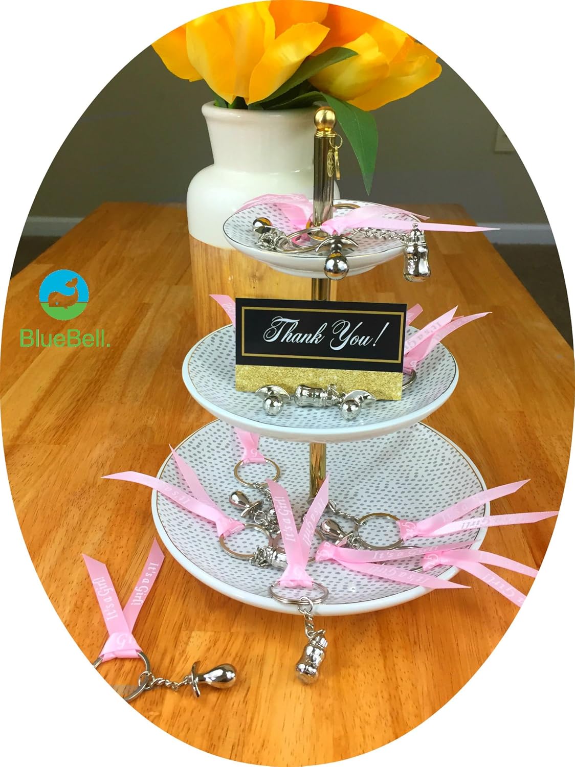 Amazon Com Baby Shower Keychain With Ribbons Party Favors 16 Units It Is A Girl Health Personal Care