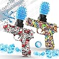 QOGELY 2 Pack Gel Ball Blaster Guns, Small Manual Splat Orby Gun, Gel Splatter Blaster for Adults, Outdoor Activities Shooting Games for Backyard, Garden& Lawn, Ages 14 & Up (Red + Yellow)