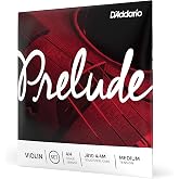 D'Addario Prelude Violin String Set, 4/4 Scale, Medium Tension | Prelude violin strings provide warm tone, excellent bow response, durability and stable tuning for students.