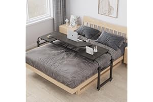 TigerDad Rolling Table with Wheels Overbed Desk Over Bed Desk King Queen Bed Table Overbed Laptop Table Over Bed Table with Wheels(Dekuwood), QQ1000DEKUWOOD
