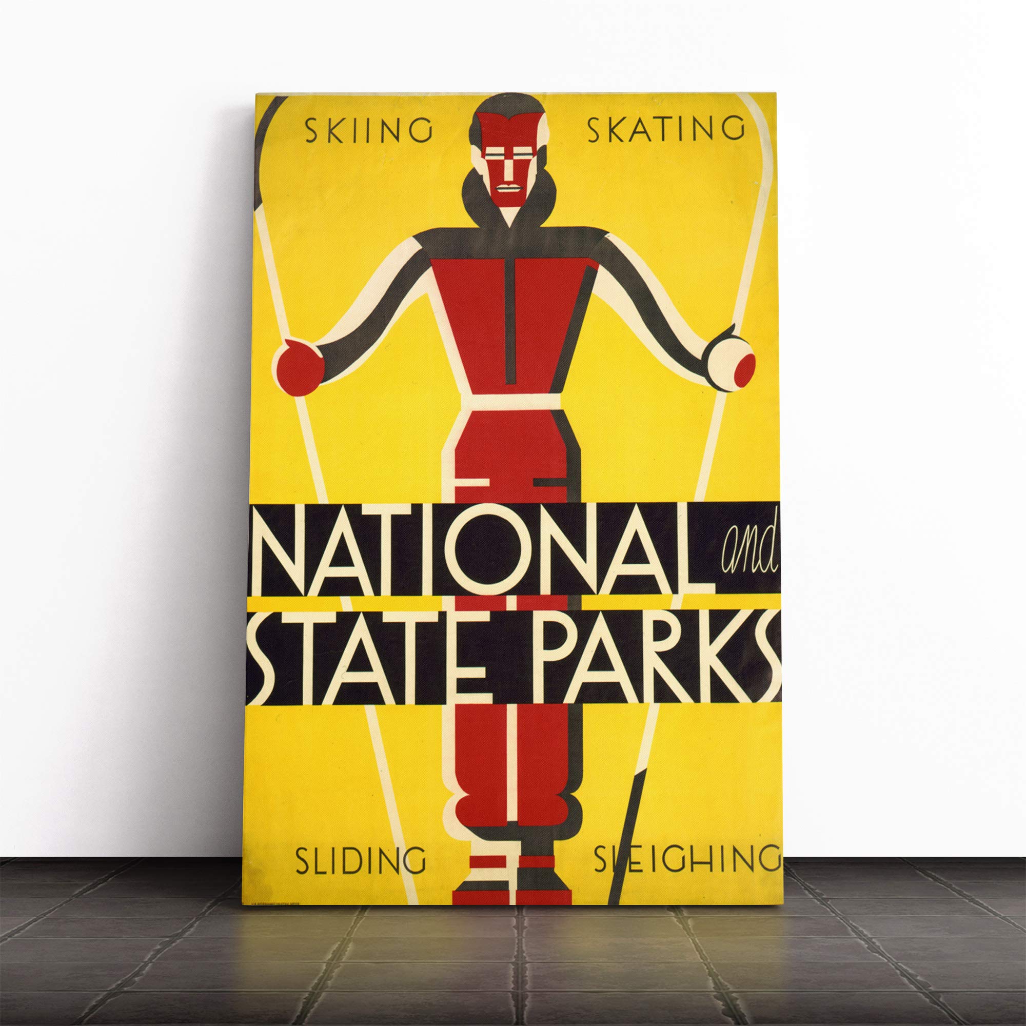 Ski Travel Poster Vol.5 Canvas Print | Gallery Wrapped 30mm Frame Wall Art | 20x14 inches | Ready to Hang | Retro Picture | Living Room Bedroom Lounge Office