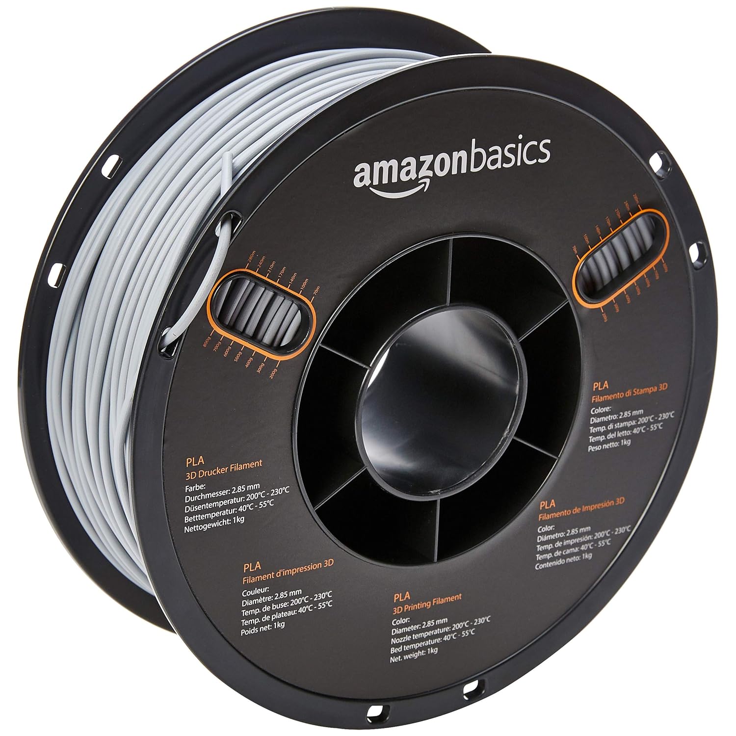 Amazon Com Amazonbasics Pla 3d Printer Filament 2 85mm Gray 1 Kg Spool Industrial Scientific