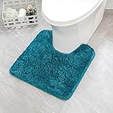 MIULEE Teal Toilet Rugs U-Shaped,Soft Absorbent Microfiber Bathroom Rugs Non Slip Quick Dry Fluffy Contour Bath Mats for Toilet Base Bathroom Floor, Machine Washable, 20x20 Inch