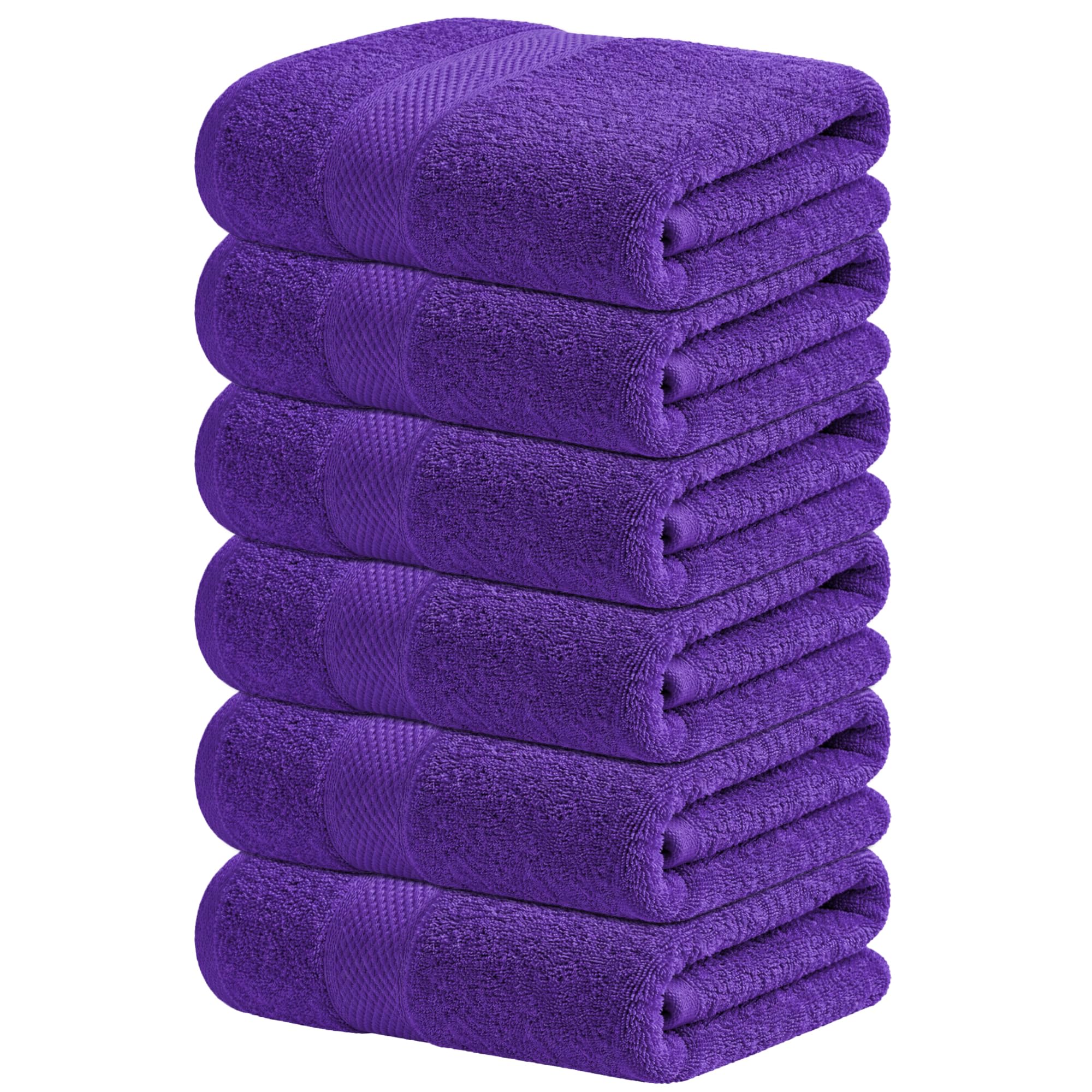 Infinitee Xclusives Premium Hand Towels 6-Pack (40 x 72 cm) – 100% Cotton, Super Absorbent, Quick-Dry Towels for Bathroom, Hotel, Salon & Gym Use |Profound Purple|