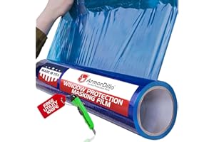 ArmorDillo Blue Protective Window Film for Window Glass W/Free Utility Knife, Window Shield Adhesive Film, Polyethylene Window Masking Film, 45-Day UV Protection, Scratch Prevention - 21”x 600 Feet