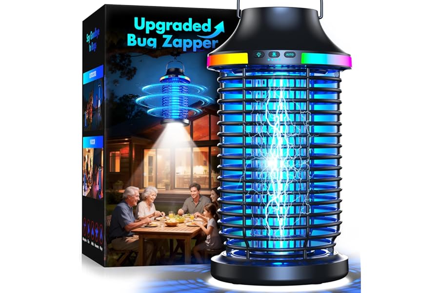 Rechargeable Bug Zapper Outdoor, 4200V Powerful Electric Mosquito Zapper 5-in-1 Portable & Wireless Bug Zapper Outdoor Cordle