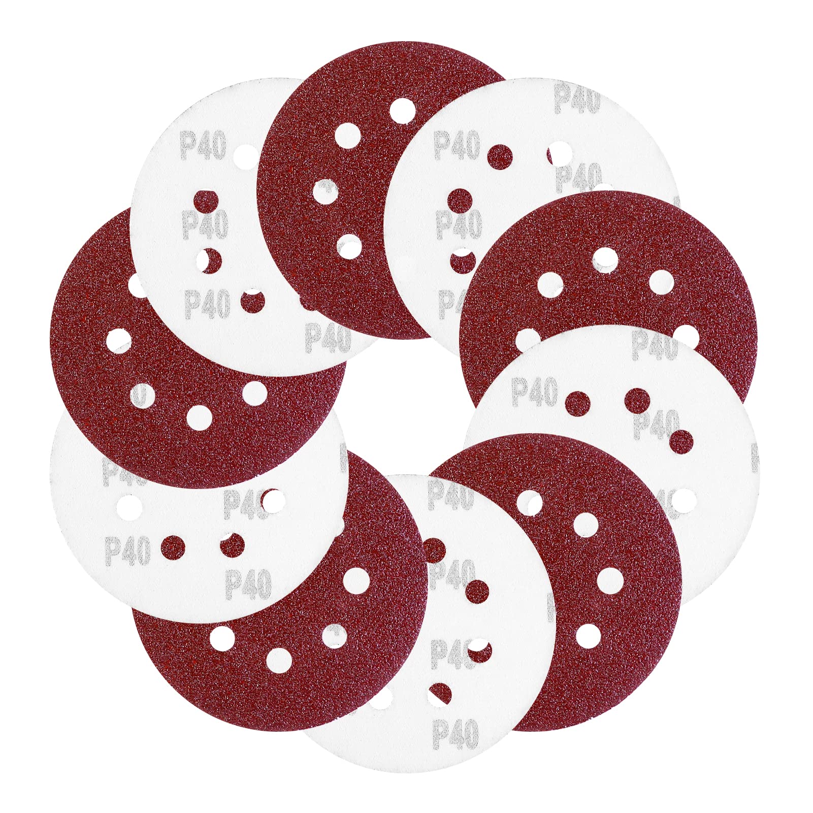 20 Pcs 125mm Sanding Discs, Viaky 8 Hole 40 Grits Hook and Loop Orbital Sander Discs for Polishing, Dustless Round Sanding Pads for Random Orbital Sander