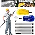 LAIAMER Gutter Cleaning Tools from The Ground, 10ft Gutter Cleaner with 2 Gutter Cleaning Brush, Roofing Tool Rain Gutter Guard Cleaner Tool, Easy Remove Leaves and Debris from The Ground, Yellow/Blue