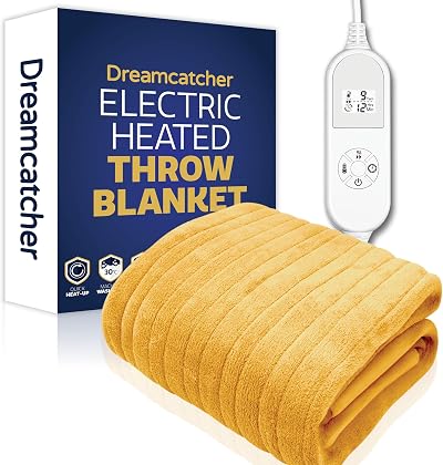 Dreamcatcher Gold Heated Throw Blanket 160x120cm Timed 9 Heat Settings