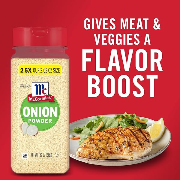 MCCORMICK ONION POWDER, NON GMO, MADE WITH FRESH, WHOLE, ONIONS, FOR BRINGING CONSISTENT ONION FLAVOR TO MEALS & RECIPES, 7.62 OZ