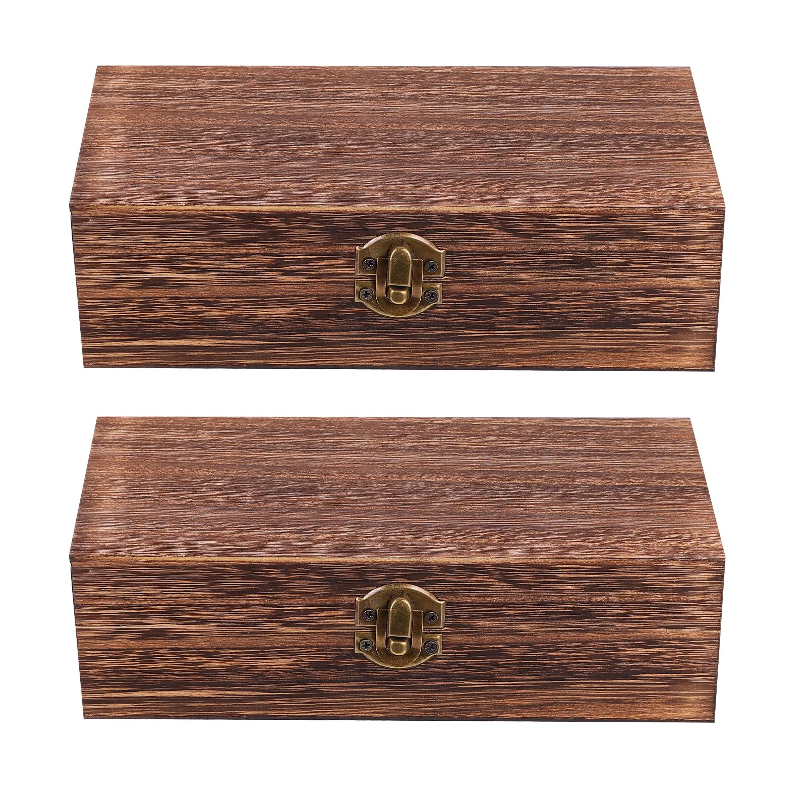 TOPBATHY Set of 2 Retro Wooden Gift Packing Boxes 7.87X3.94X2.36 Inch Decorative Storage Boxes with Lid for Jewelry and Small Items