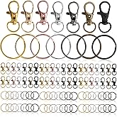 100PCS Key Chain Clip Hooks with Key Rings, Metal Lobster Claw Clasp, Swivel Clasp Hooks for Keychain, Lanyard, Jewelry Making, DIY Craft