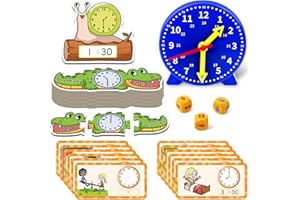 Aizweb Clock for Kids, Learning Clock Analog Clock Telling Time Teaching Homeschool Supplies Essentials Math Manipulatives Preschool Kindergarten Learning Activities Educational Montessori Toys Games