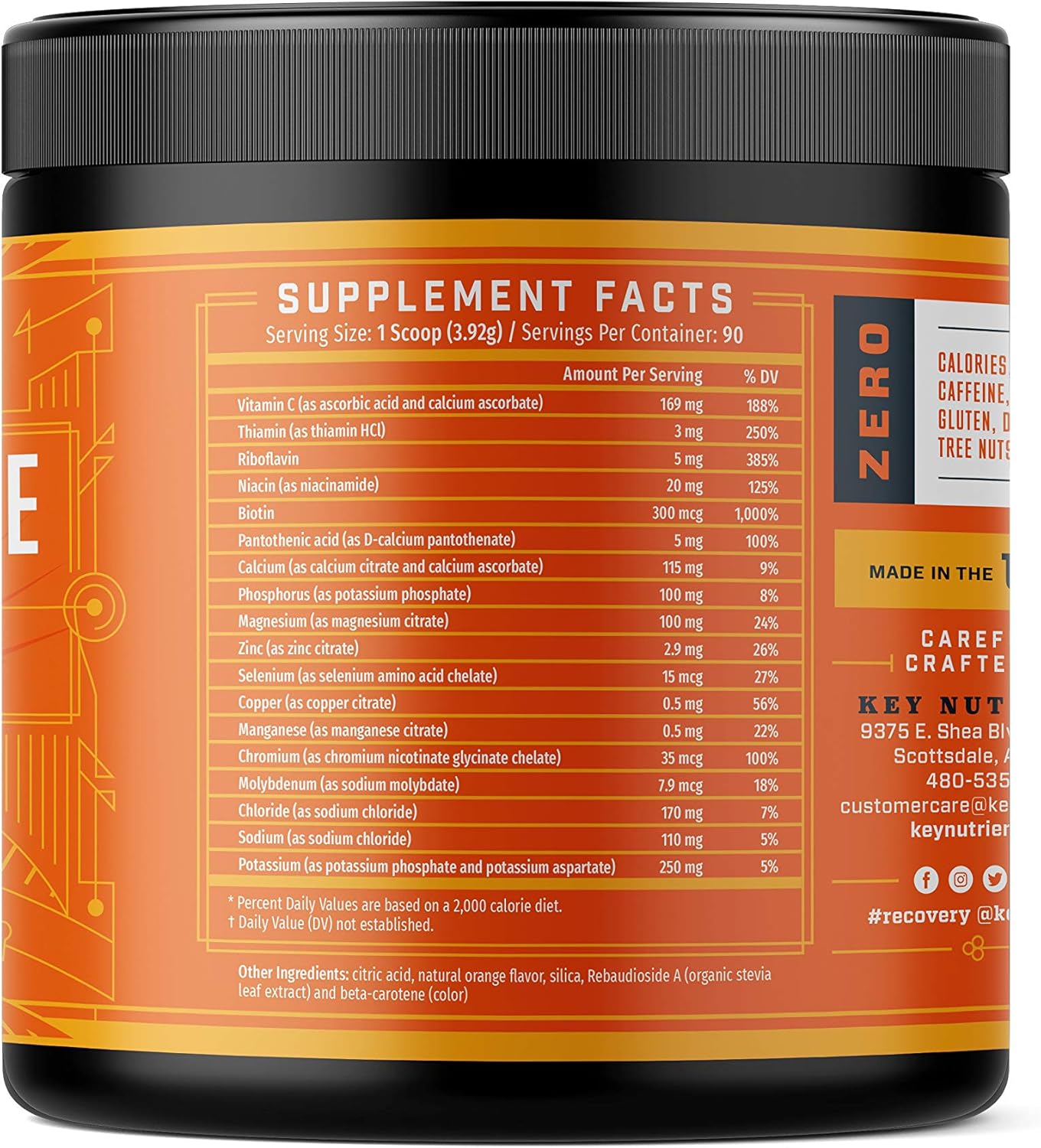 Electrolyte Powder, Orange Hydration Supplement: 90 Servings, Carb, Calorie & Sugar Free, Delicious Keto Replenishment Drink Mix. 6 Key Electrolytes - Magnesium, Potassium, Calcium & More.: Health & Personal Care