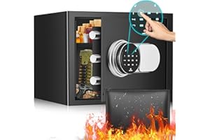 POVANJE 1.1 Cuft Home Safe Box Fireproof Waterproof With Fireproof Money Bag, Touchscreen Digital Keypad Fireproof Safe, Removable Shelf, Caja Fuerte Para Dinero Small Safe For Jewelry Medicines Valuables