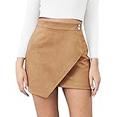 FLUFFY SENSE. Mini Skirt for Women Elastic High Waist Bodycon Wrap Skirt Silky Smooth Stretchy Suede Skirt