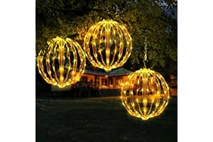 COVBOARD 16" Christmas LED Light Globe (3 Pack) with Multiple Auto Timing and Glow Modes, Folding Light Ball for Holiday Decor, Patio, Indoor/Outdoor Decorations LED Ball Lights Sphere (Warm White)