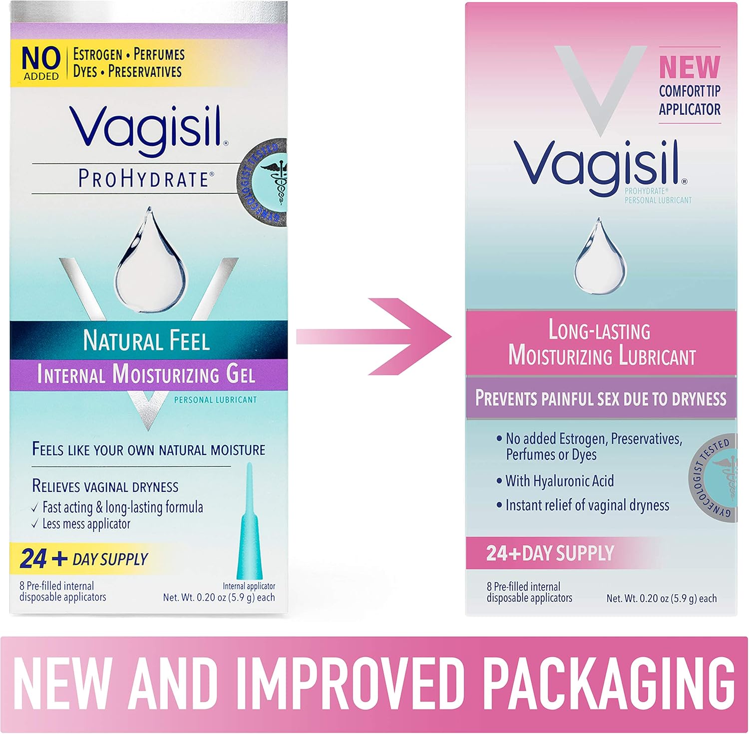 Vagisil Prohydrate Internal Vaginal Moisturizer, Gel & Lubricant for Women, Gynecologist Tested, 8 Count- Pack of 1 (Packaging May Vary): Health & Personal Care