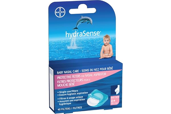 HydraSense Protective Filters for Nasal Aspirator, Baby Nasal Care, Single-Use, 40 Count