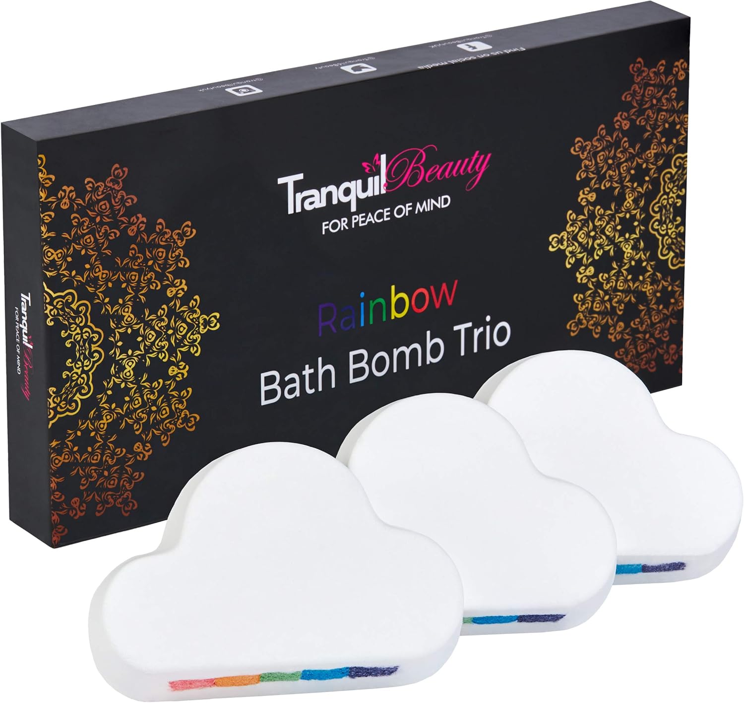 TranquilBeauty Magical Rainbow Bath Bombs For Kids Bath Bomb Set of 3 Colourful Bath Fizzies