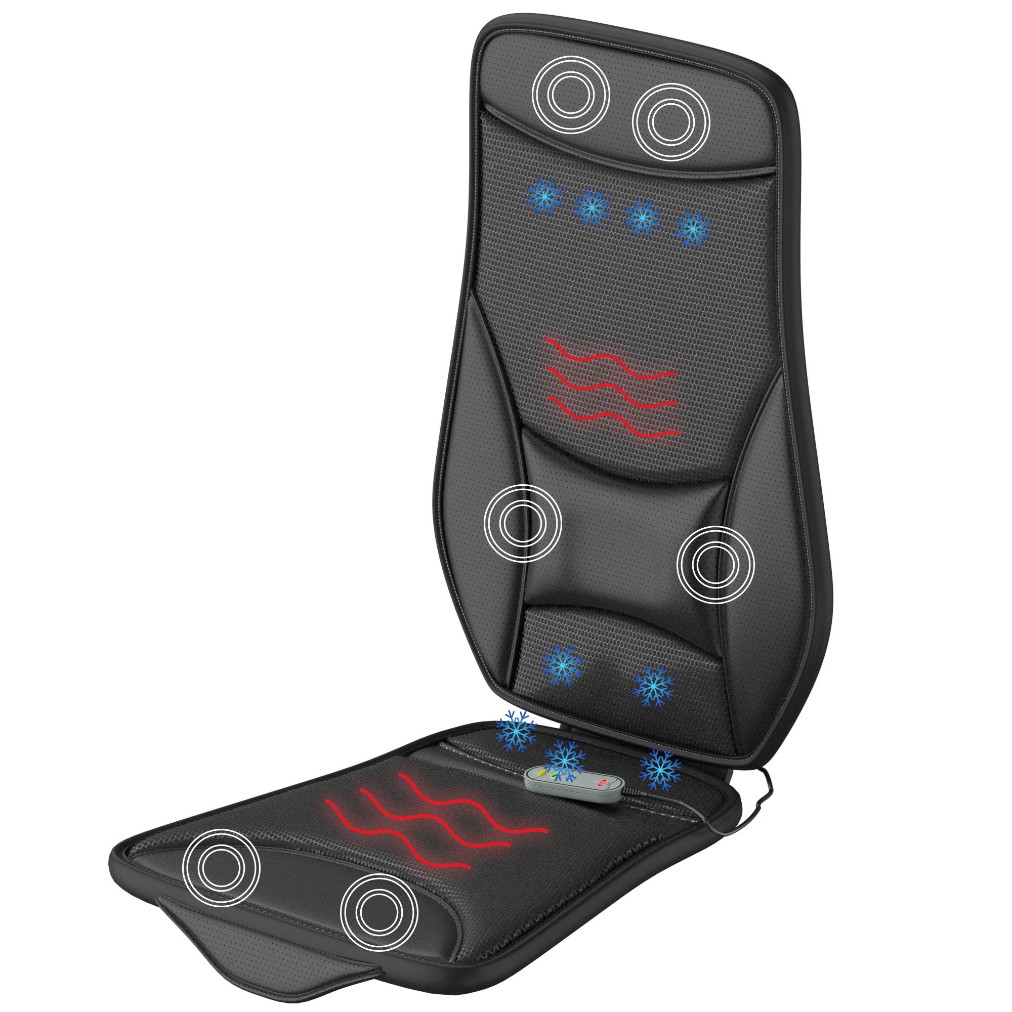 Gideon Car Seat Massager with Heating and Cooling Luxury Seat Cushion Cover Includes 12V Cigarette Lighter Power and Temperature and Message Controller