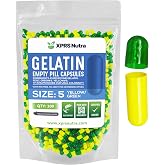XPRS Nutra Size 5 Empty Capsules - 100 Count Very Small Empty Gelatin Capsules - Pills DIY Capsule Filling - Fillable Pill Gel Caps for Do-It-Yourself Vitamin Supplements (Green/Yellow)
