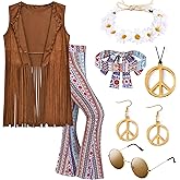 ZeroShop Women's 60s 70s Decades Hippie Clothes Outfits Accessories Costume for Halloween